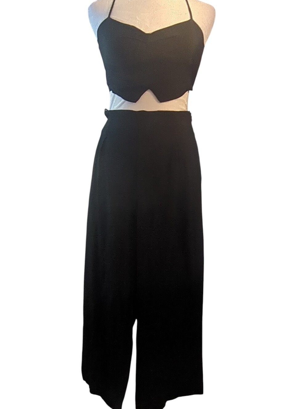 Olivaceous Set Black Strapless Crop Top With Pant Size S